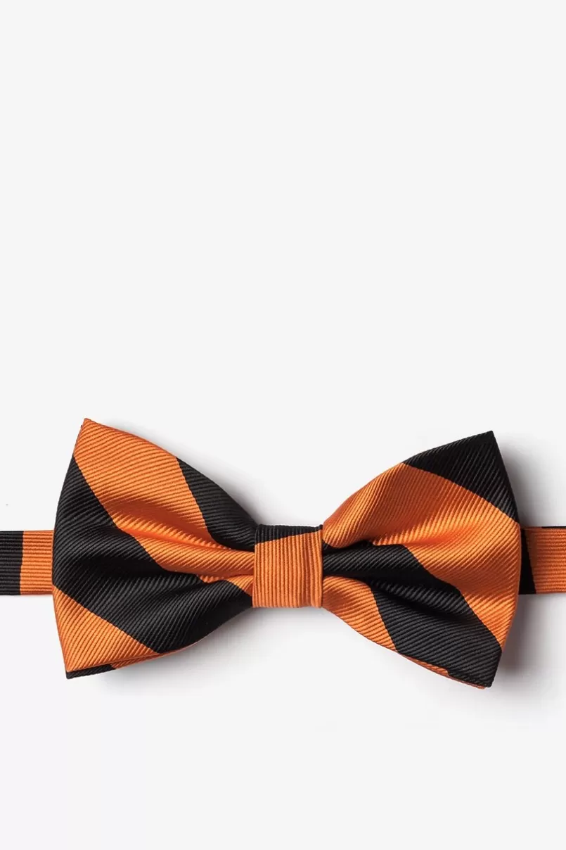 Ties Orange & Black Stripe Pre-Tied Bow Tie Orange&Black Sale