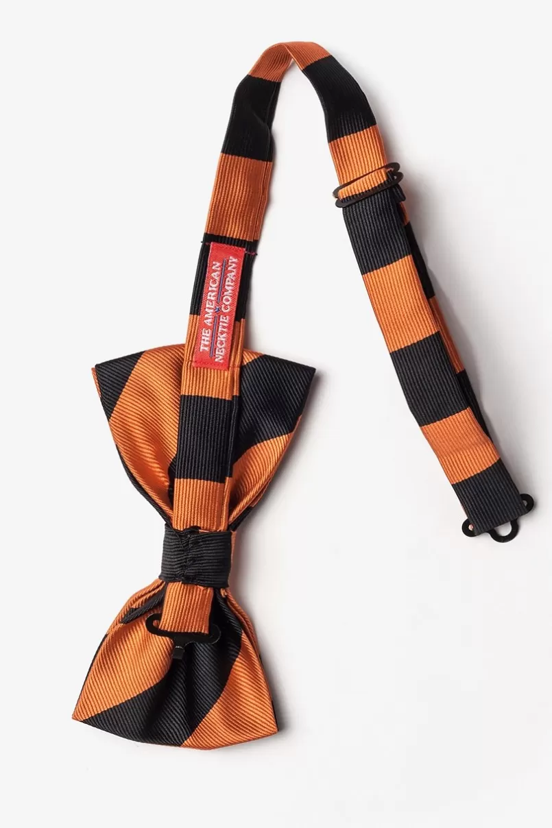 Ties Orange & Black Stripe Pre-Tied Bow Tie Orange&Black Sale