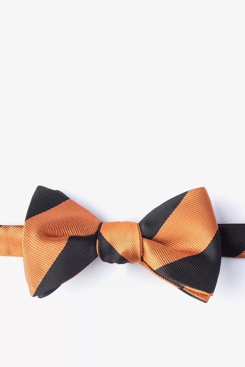 Ties Orange & Black Stripe Self-Tie Bow Tie Orange&Black Clearance