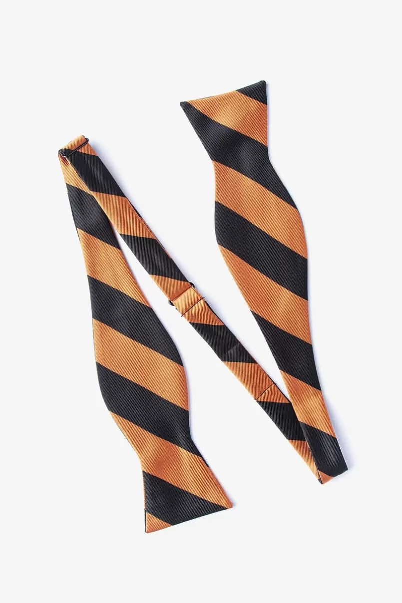 Ties Orange & Black Stripe Self-Tie Bow Tie Orange&Black Clearance