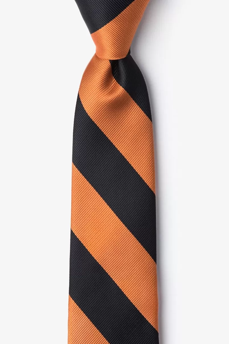 Ties Orange & Black Stripe Skinny Tie Orange&Black Online