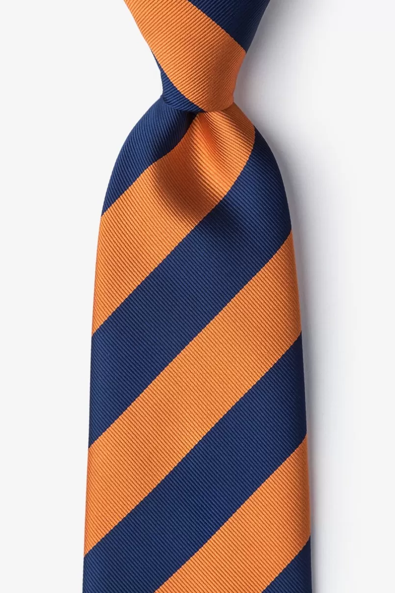 Ties Orange & Navy Stripe Extra Long Tie Orange&NavyBlue Best Sale