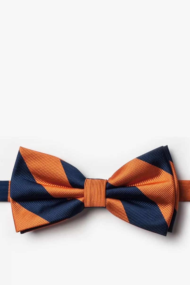 Ties Orange & Navy Stripe Pre-Tied Bow Tie Orange&NavyBlue Best