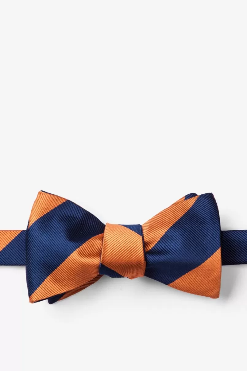 Ties Orange & Navy Stripe Self-Tie Bow Tie Orange&NavyBlue Store