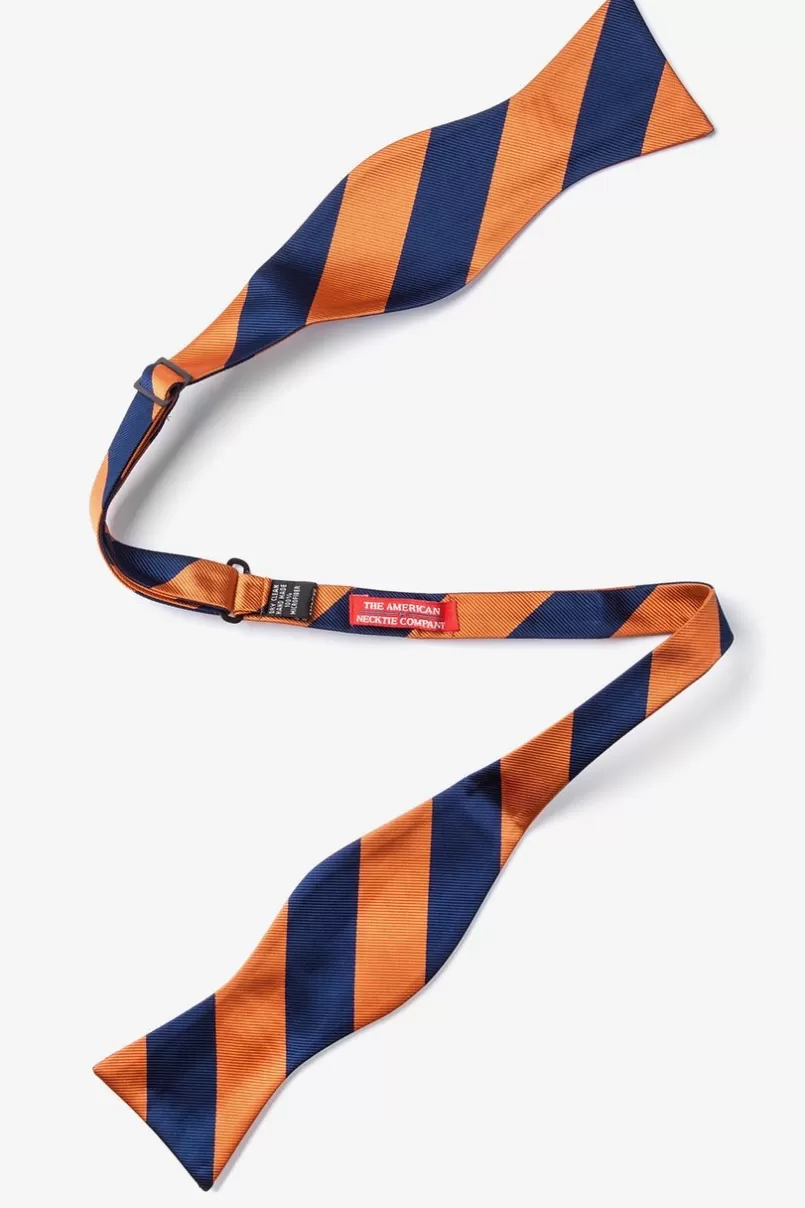 Ties Orange & Navy Stripe Self-Tie Bow Tie Orange&NavyBlue Store