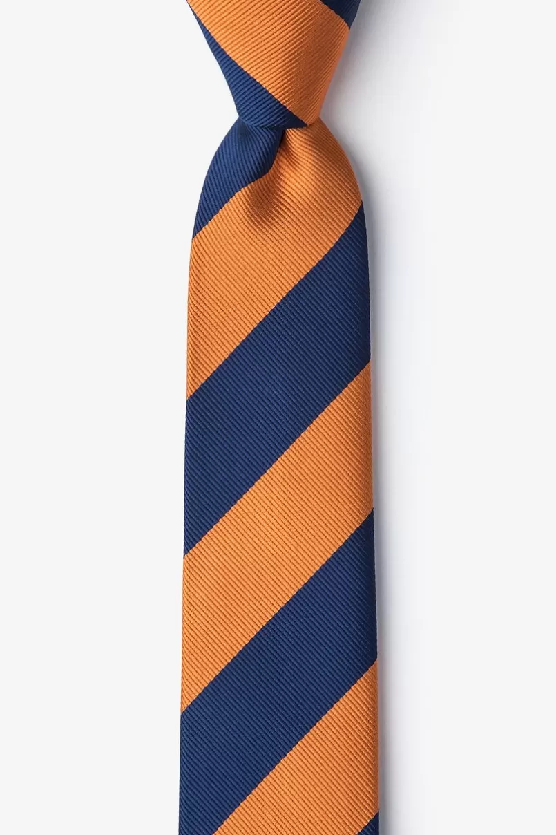 Ties Orange & Navy Stripe Skinny Tie Orange&NavyBlue Best