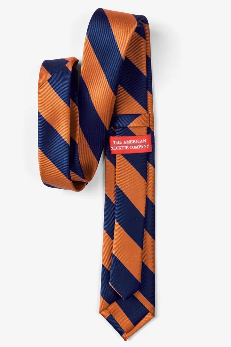 Ties Orange & Navy Stripe Skinny Tie Orange&NavyBlue Best