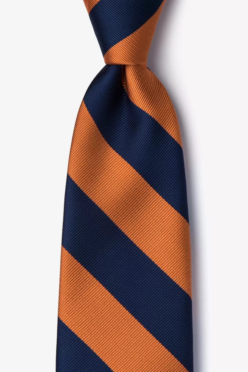 Ties Orange & Navy Stripe Tie Orange&NavyBlue Fashion