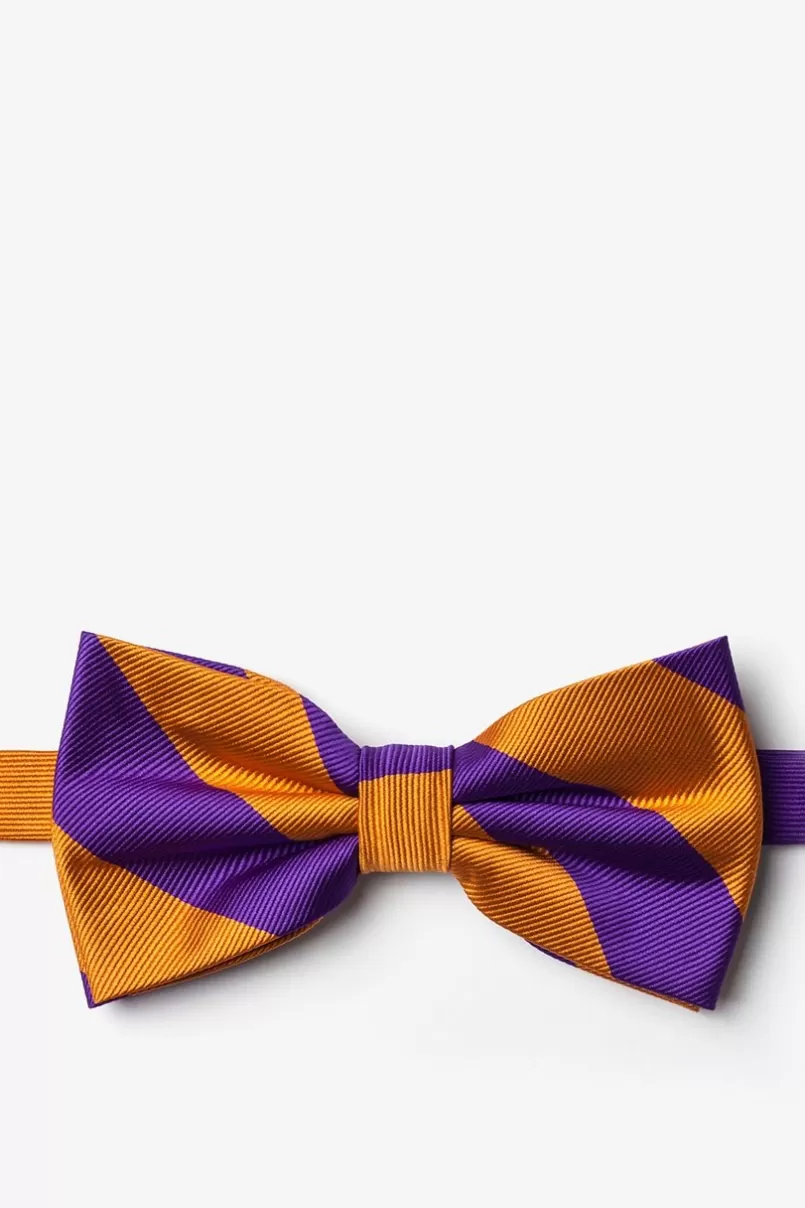 Ties Orange & Purple Stripe Pre-Tied Bow Tie Orange&Purple Best