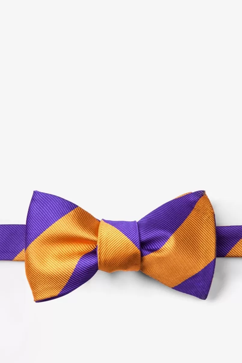 Ties Orange & Purple Stripe Self-Tie Bow Tie Orange&Purple Clearance