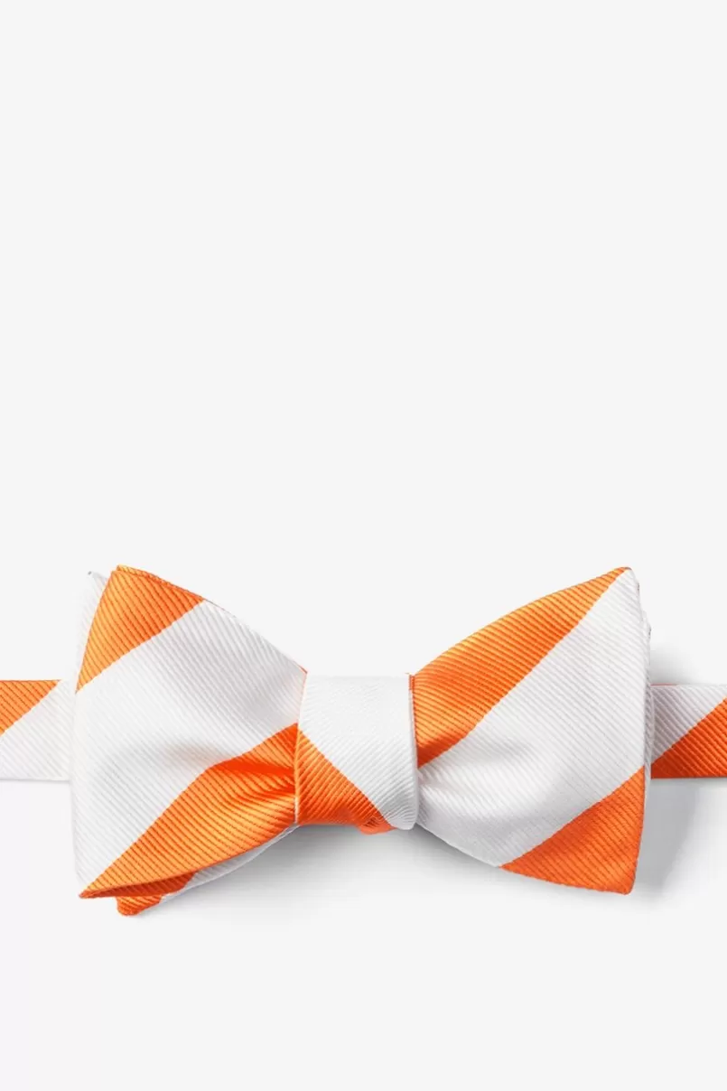 Ties Orange & White Stripe Self-Tie Bow Tie Orange&White Outlet