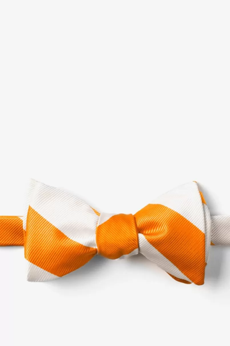 Ties Orange and White Stripe Self-Tie Bow Tie Discount