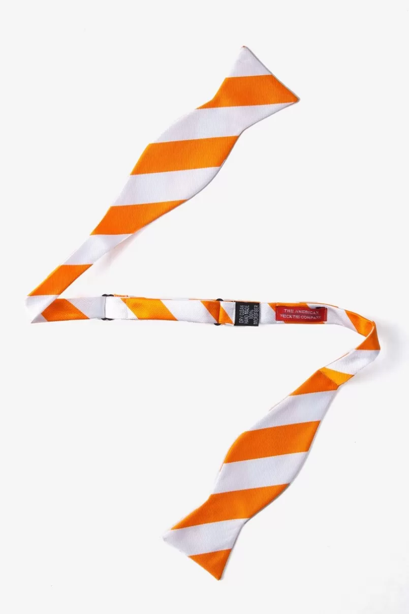 Ties Orange and White Stripe Self-Tie Bow Tie Discount