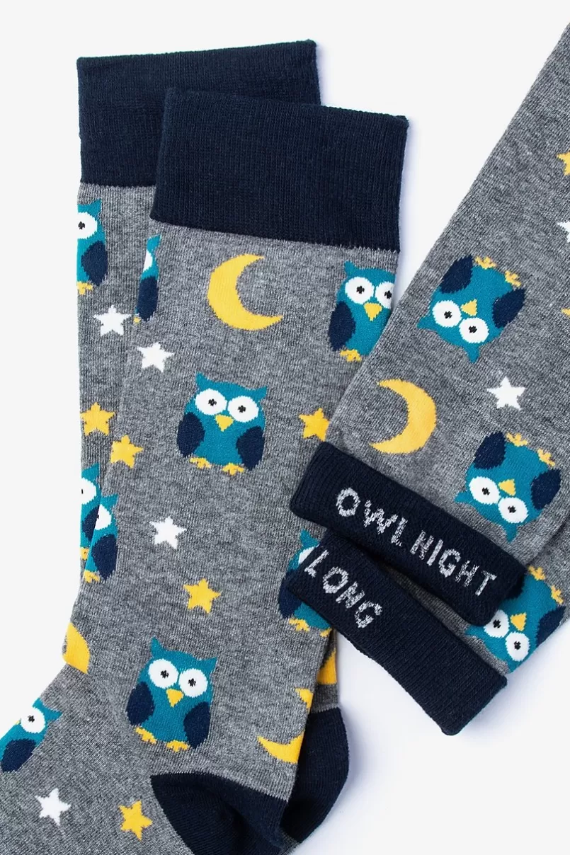 Ties Owl Gray Sock Cheap