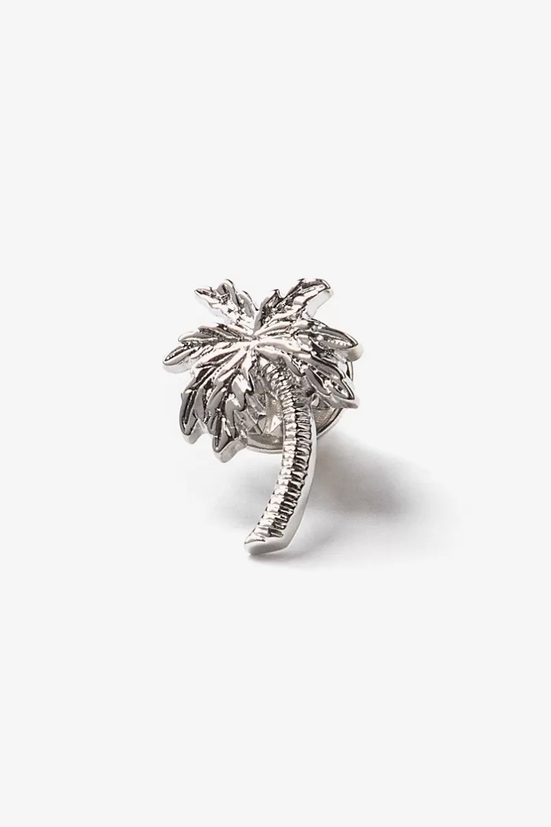 Ties Palm Tree Silver Lapel Pin Store