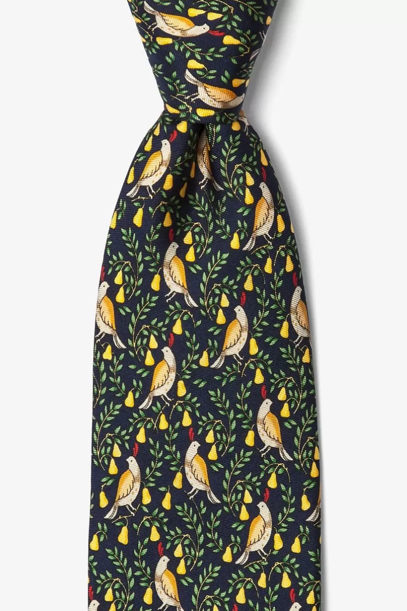 Ties Partridge In A Pear Tree Navy Blue Tie Fashion