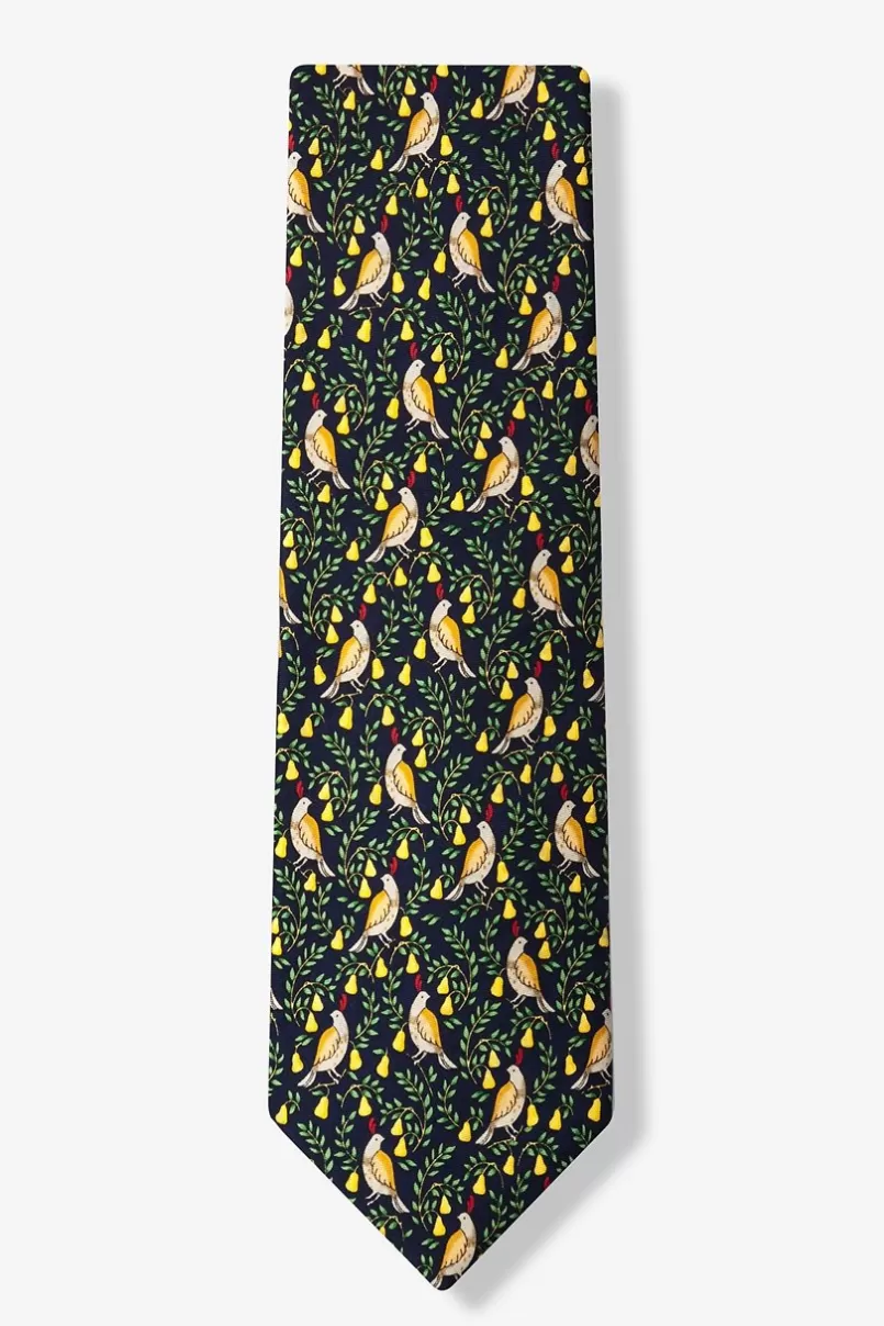 Ties Partridge In A Pear Tree Navy Blue Tie Fashion