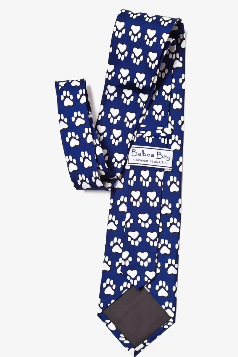 Ties Paw Prints Blue Tie Fashion