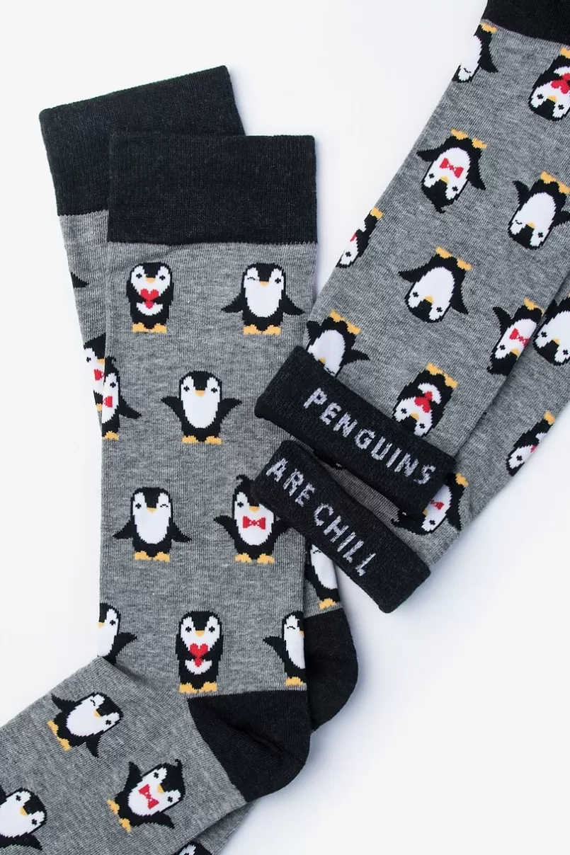 Ties Penguins Heather Gray Sock Cheap