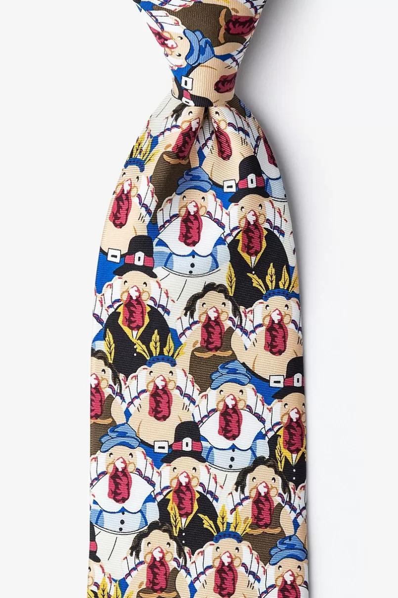 Ties Pilgrims and Indians Ivory Tie Best Sale