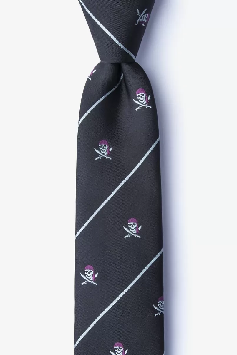 Ties Pirate Skull and Swords Skinny Tie Black Flash Sale