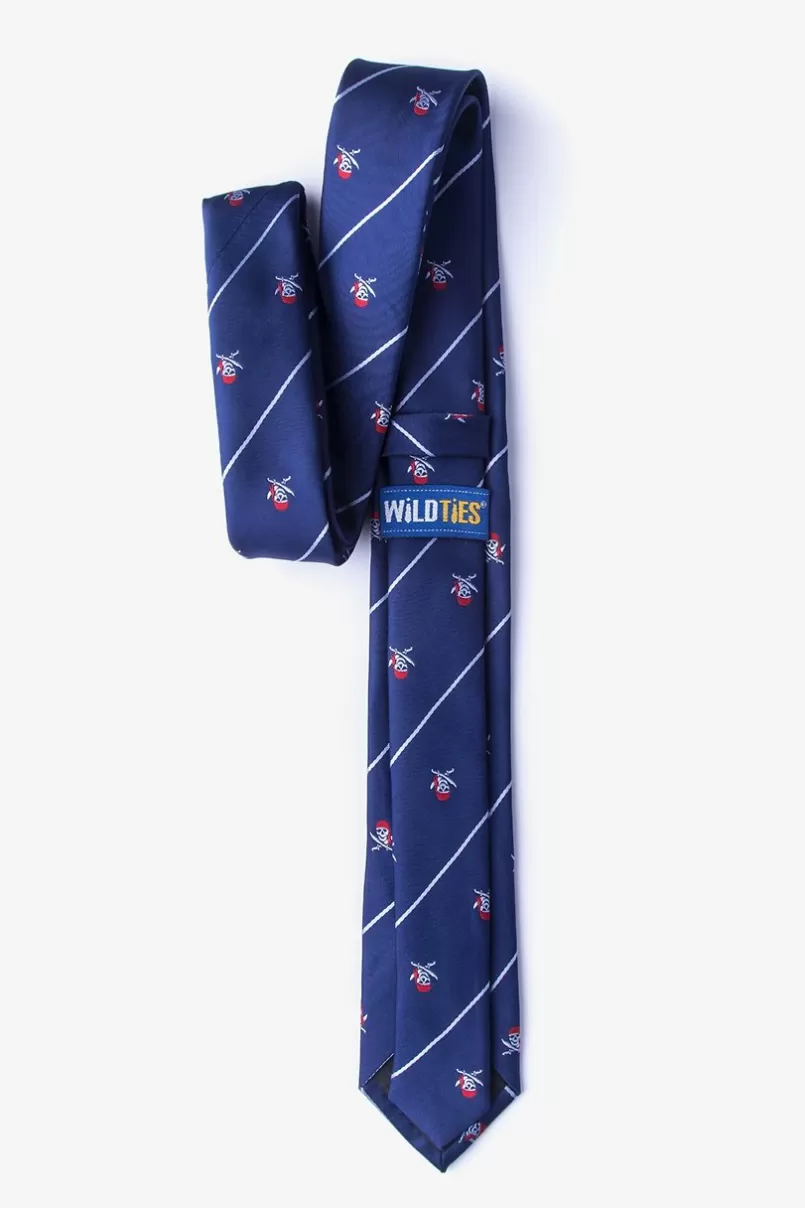 Ties Pirate Skull and Swords Navy Blue Skinny Tie NavyBlue Clearance