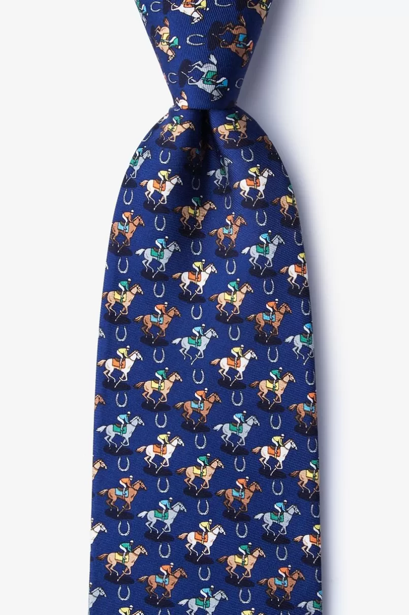 Ties Pony Up Navy Blue Tie Fashion