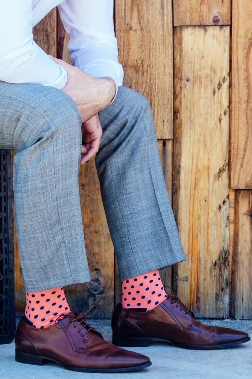 Ties Power Dots Sock Salmon Hot