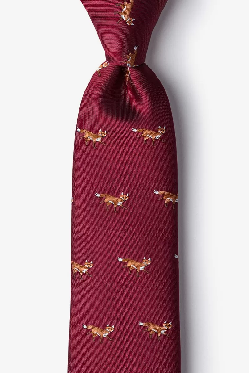 Ties Prowling Foxes Tie Burgundy New