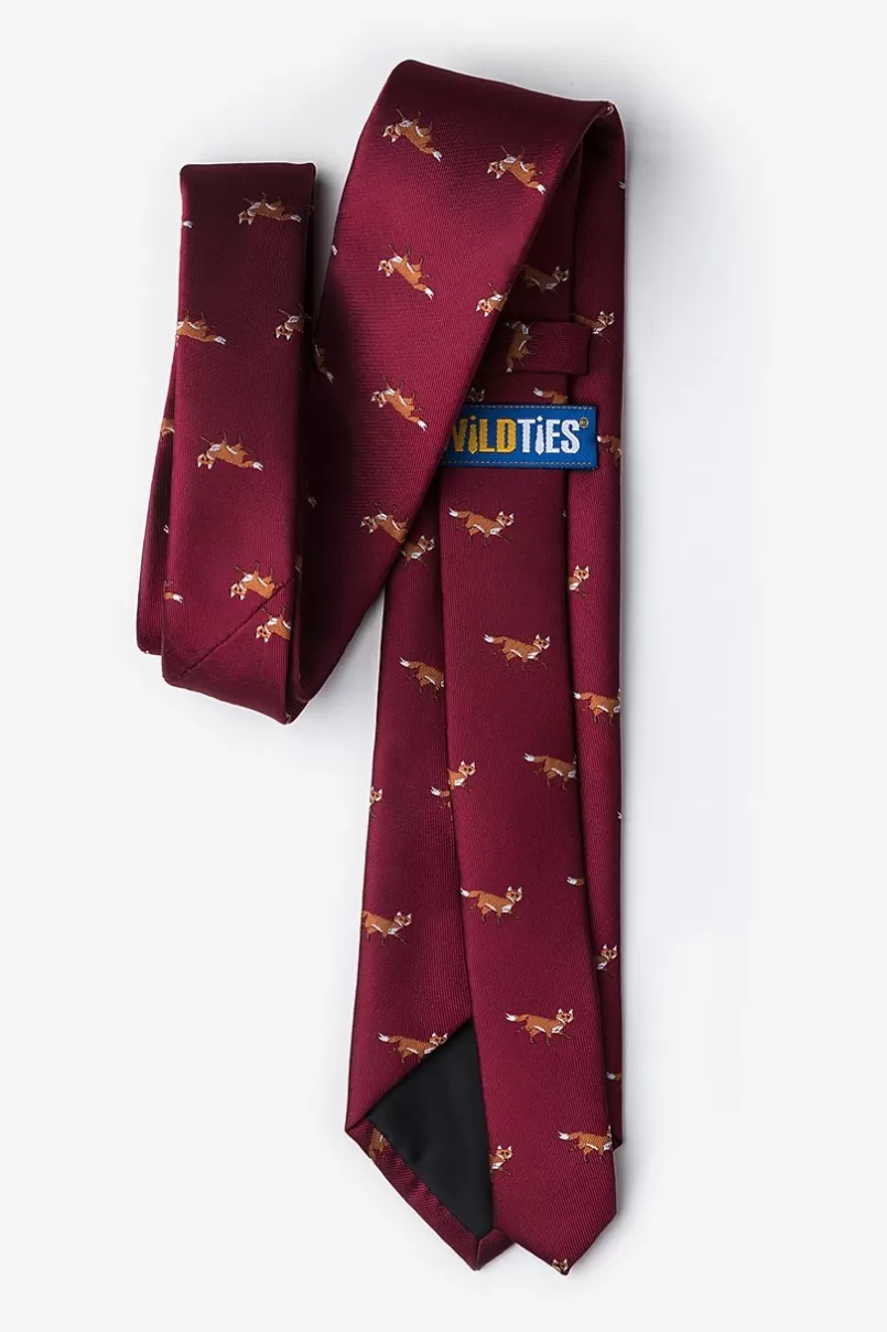 Ties Prowling Foxes Tie Burgundy New