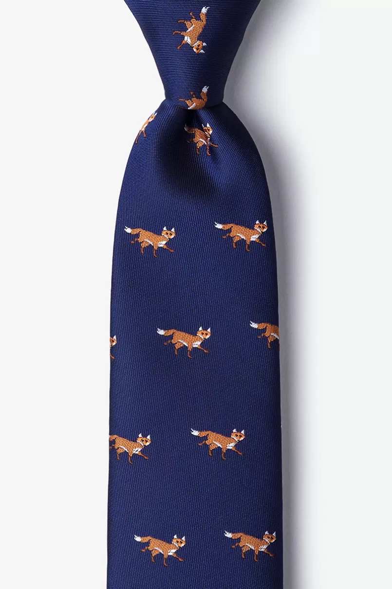 Ties Prowling Foxes Navy Blue Extra Long Tie Hot