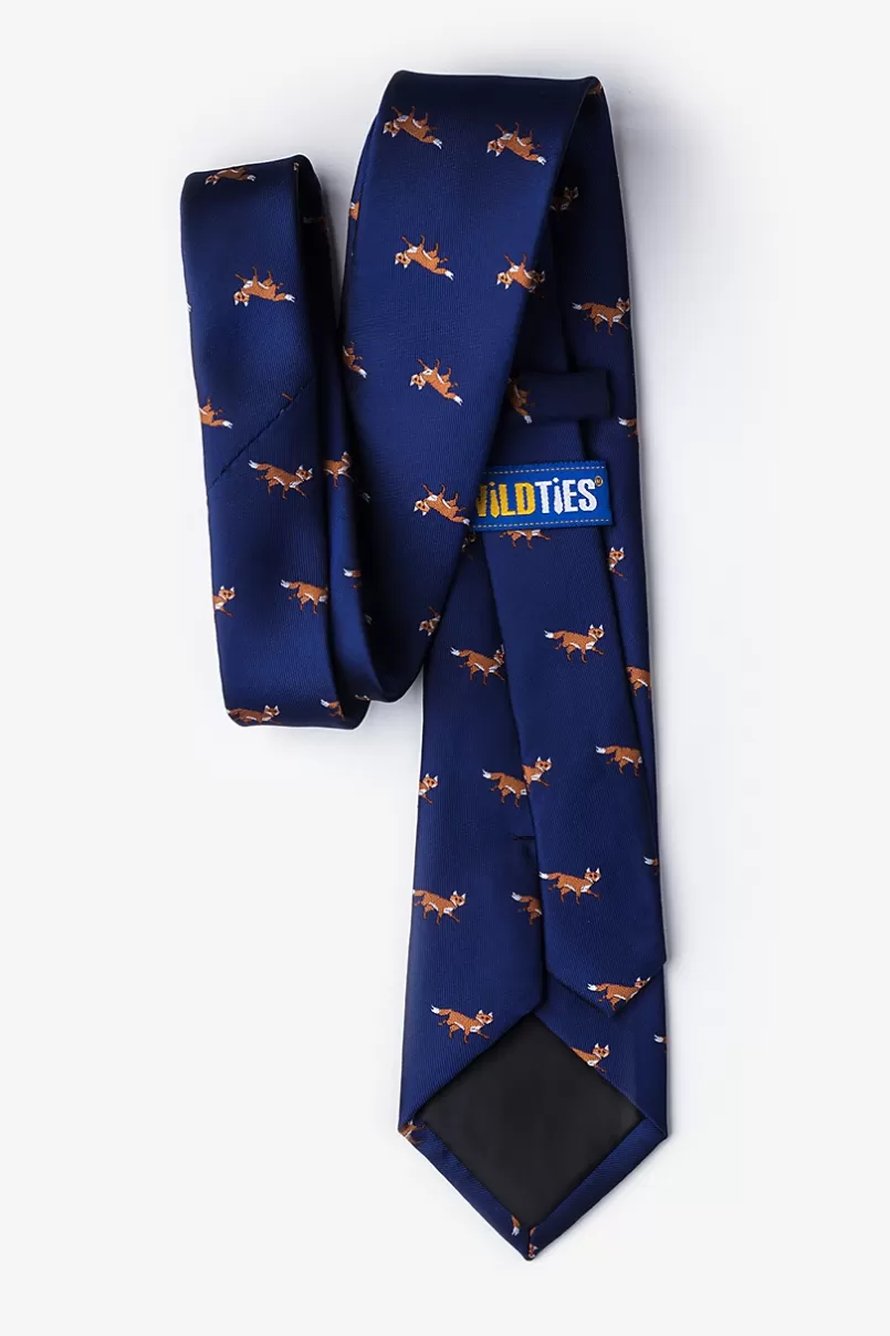 Ties Prowling Foxes Navy Blue Extra Long Tie Hot