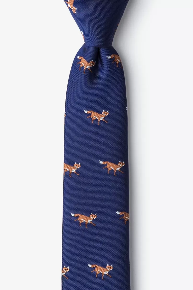 Ties Prowling Foxes Navy Blue Skinny Tie NavyBlue Best