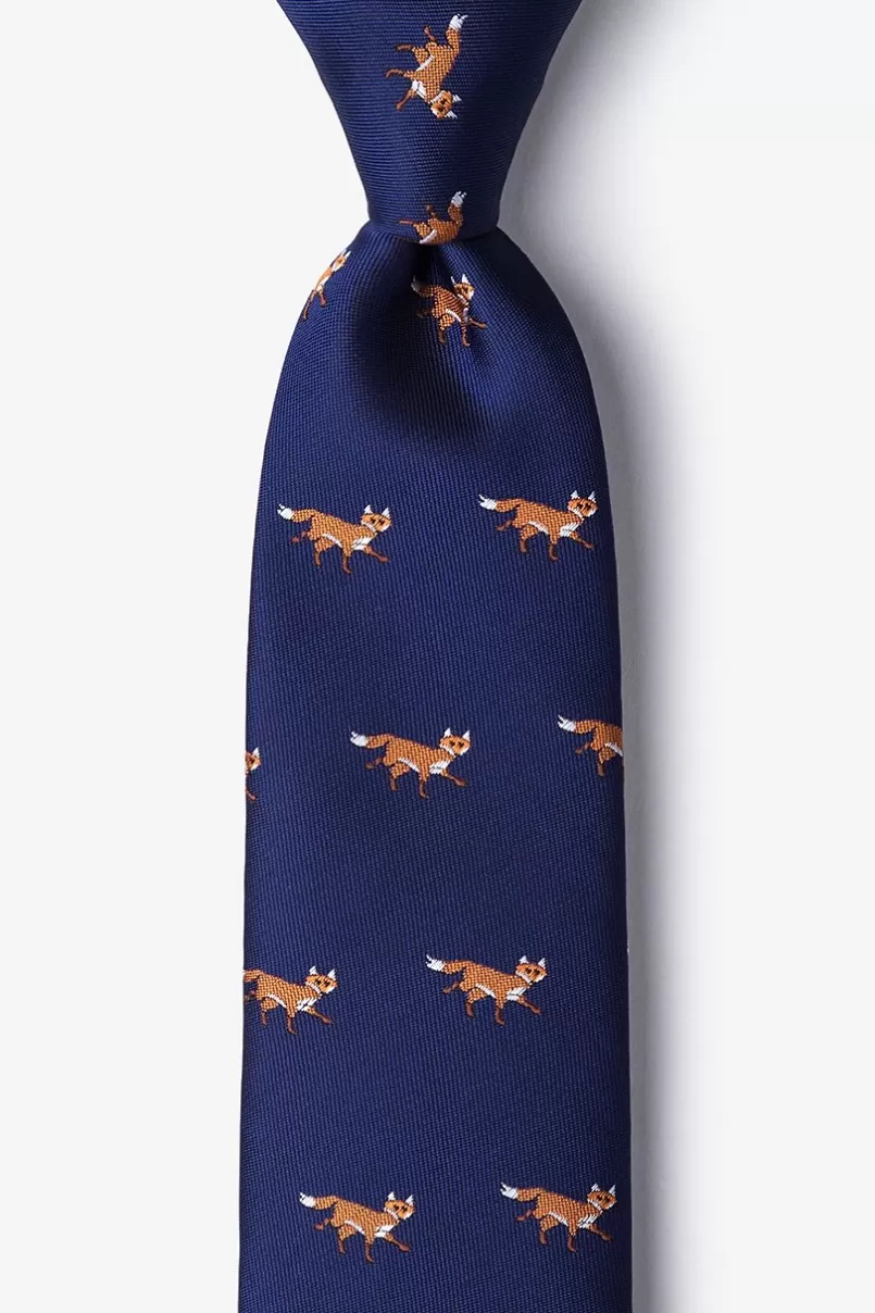 Ties Prowling Foxes Navy Blue Tie NavyBlue Best Sale