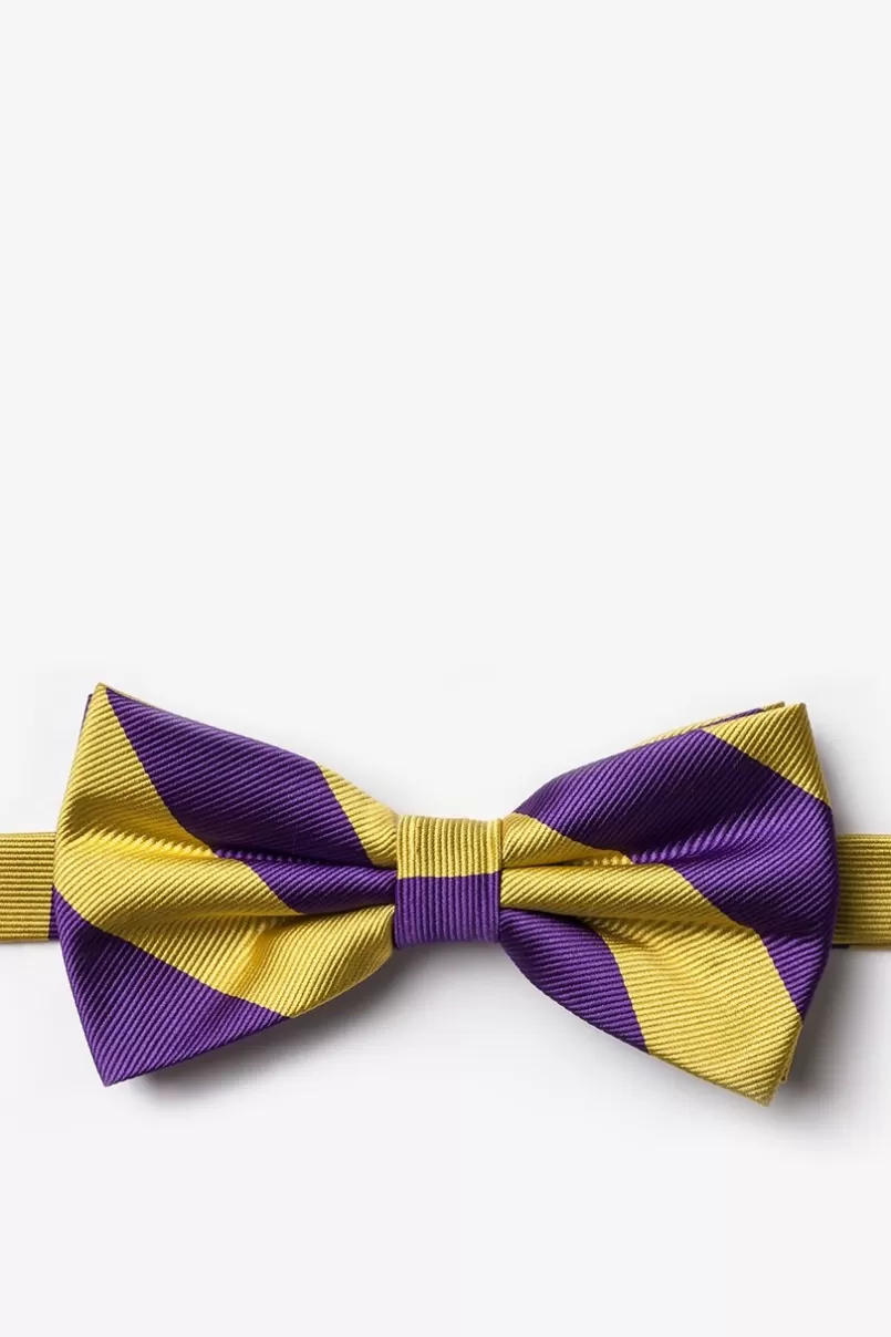 Ties Purple & Gold Stripe Pre-Tied Bow Tie Purple&Gold Cheap