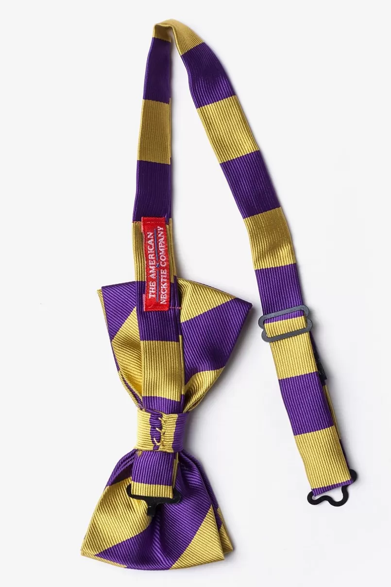 Ties Purple & Gold Stripe Pre-Tied Bow Tie Purple&Gold Cheap