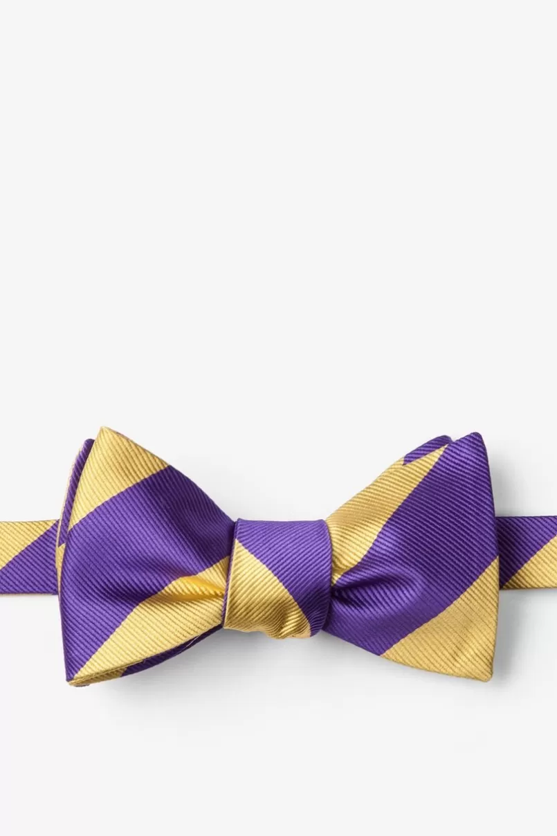 Ties Purple & Gold Stripe Self-Tie Bow Tie Purple&Gold Discount