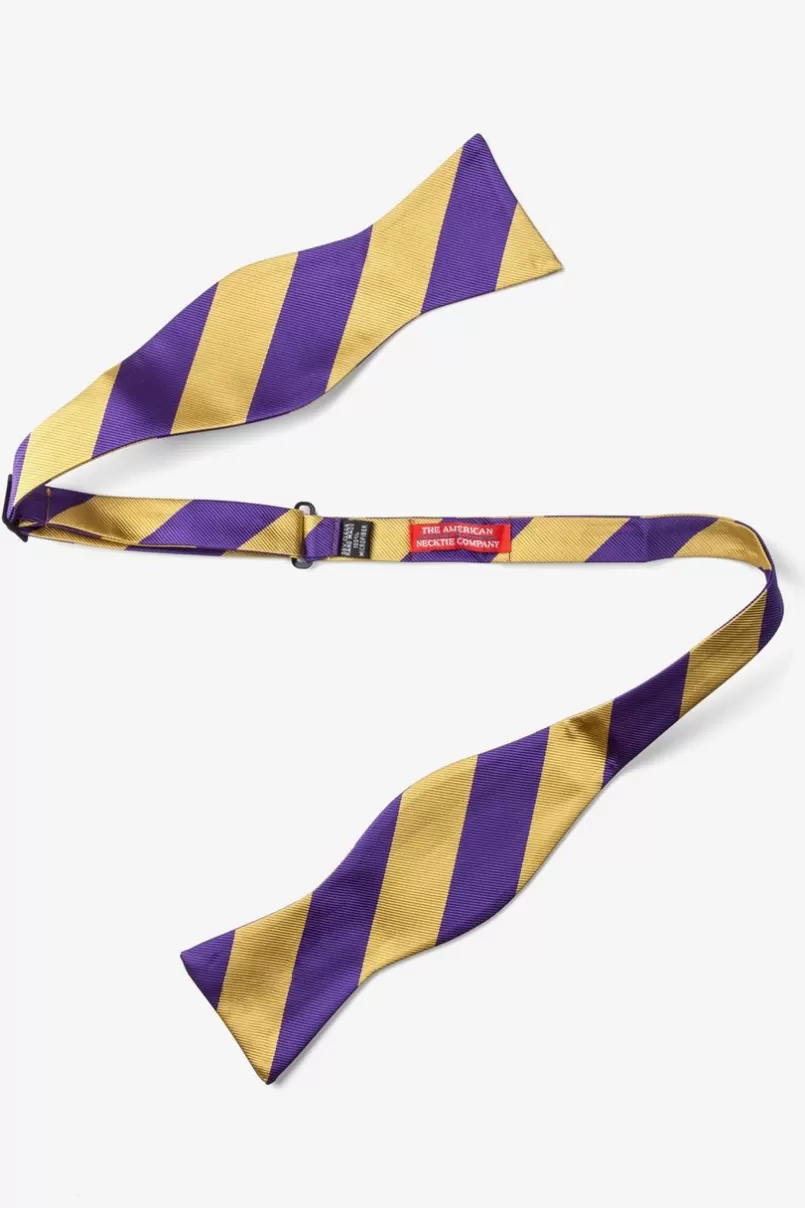 Ties Purple & Gold Stripe Self-Tie Bow Tie Purple&Gold Discount