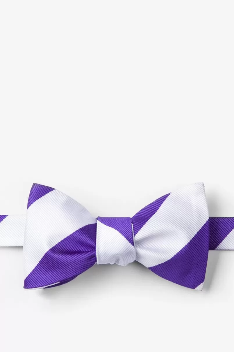 Ties Purple & Off White Stripe Self-Tie Bow Tie Purple&Silver Fashion