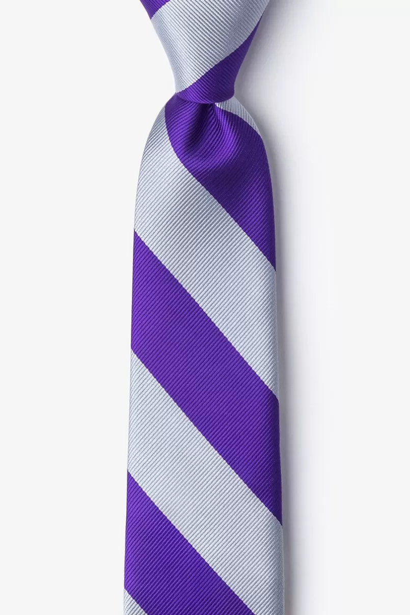 Ties Purple & Silver Stripe Skinny Tie Purple&Silver Store