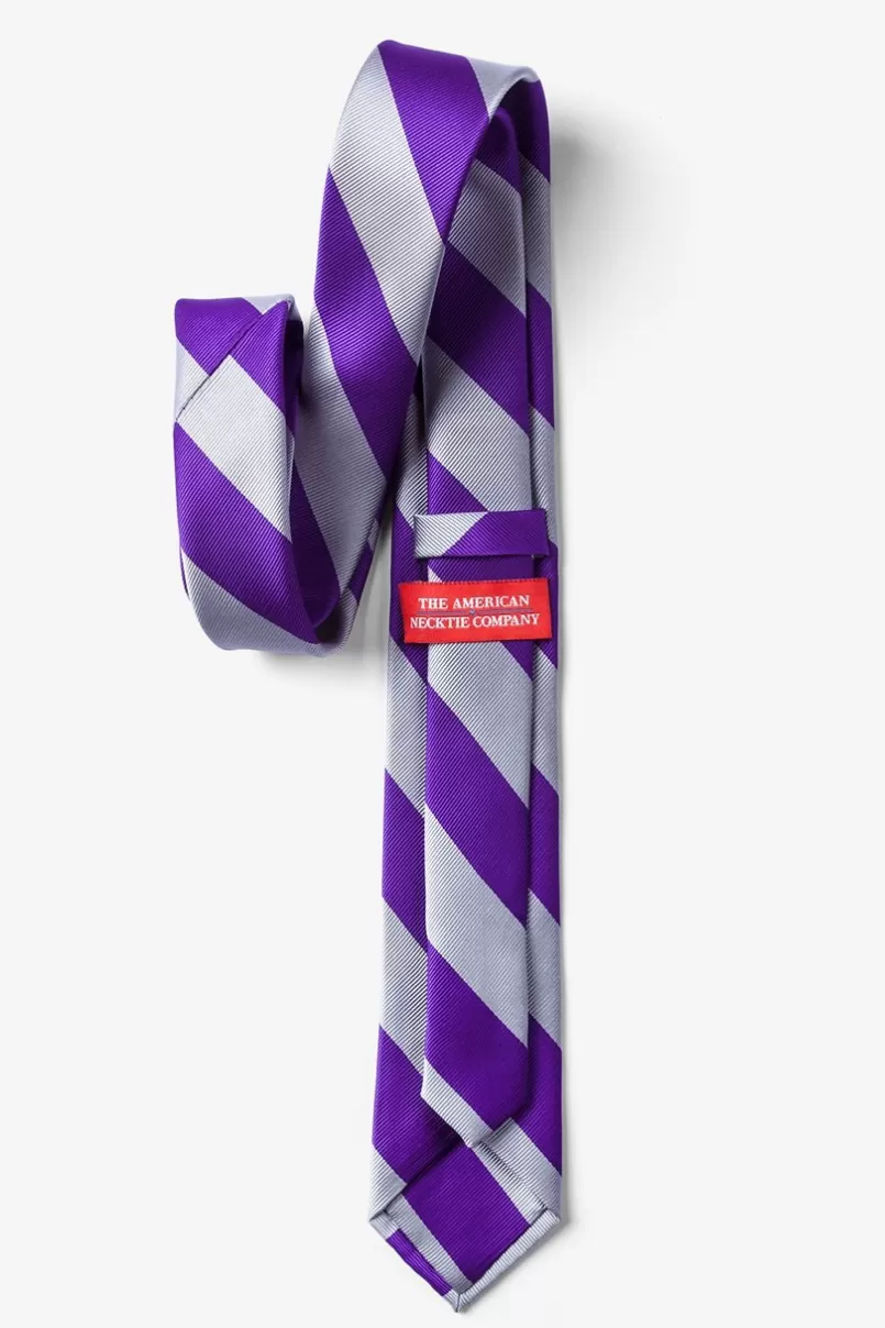 Ties Purple & Silver Stripe Skinny Tie Purple&Silver Store