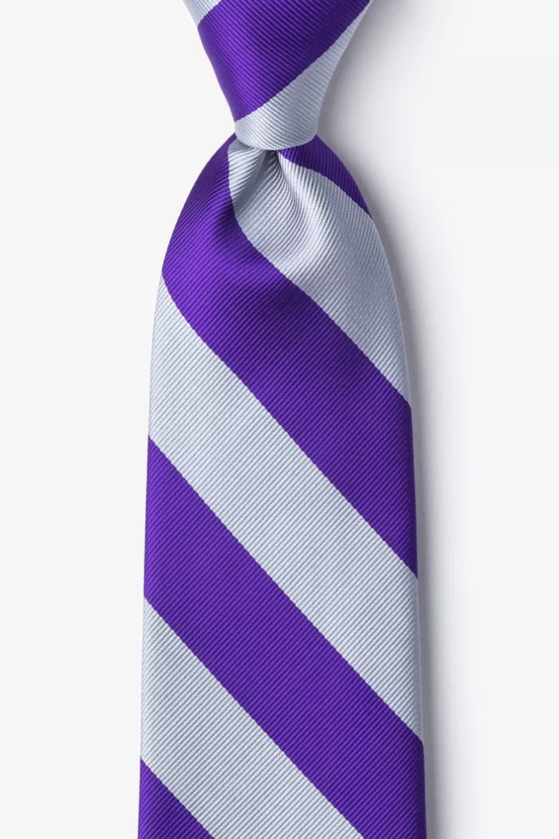 Ties Purple & Silver Stripe Tie Purple&Silver Cheap