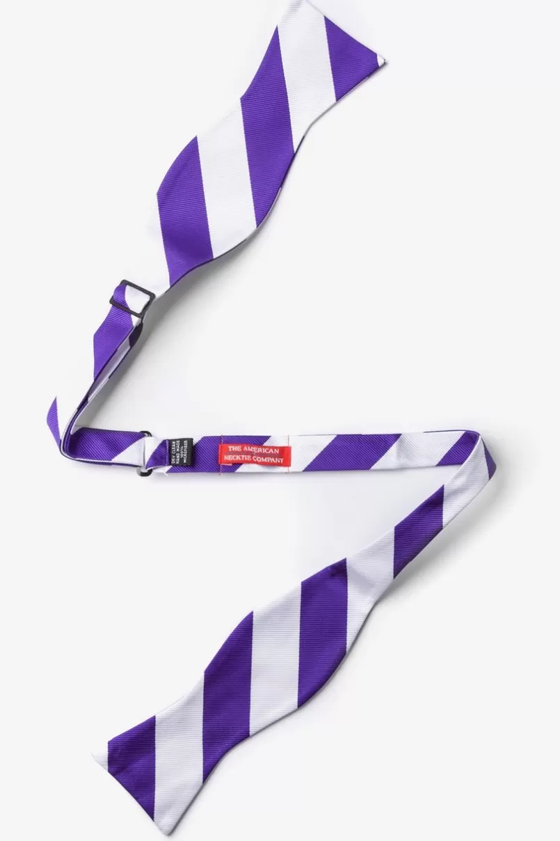 Ties Purple & White Stripe Self-Tie Bow Tie Purple&OffWhite Flash Sale