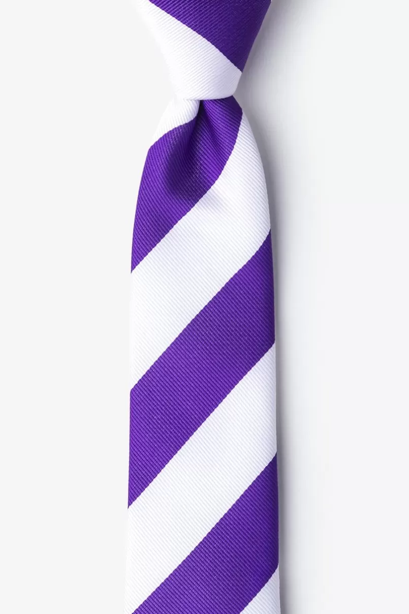 Ties Purple & White Stripe Skinny Tie Purple&White Hot