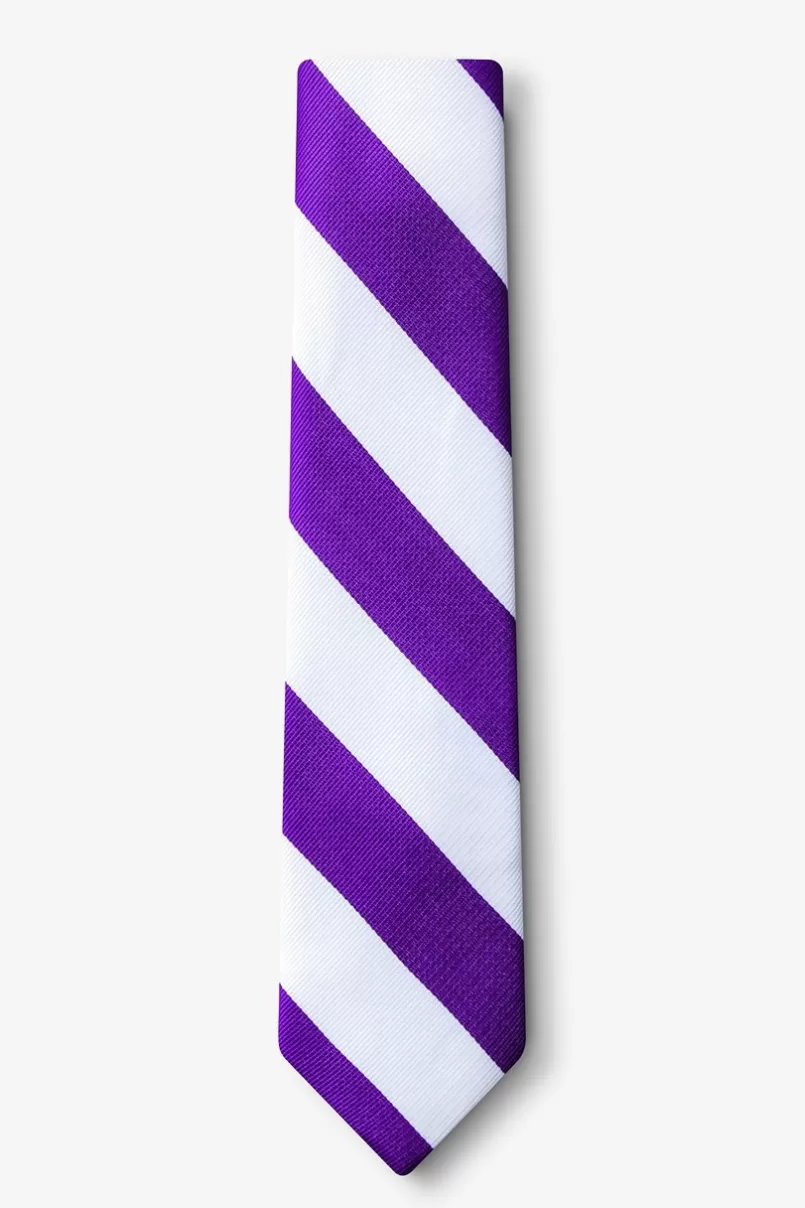 Ties Purple & White Stripe Skinny Tie Purple&White Hot