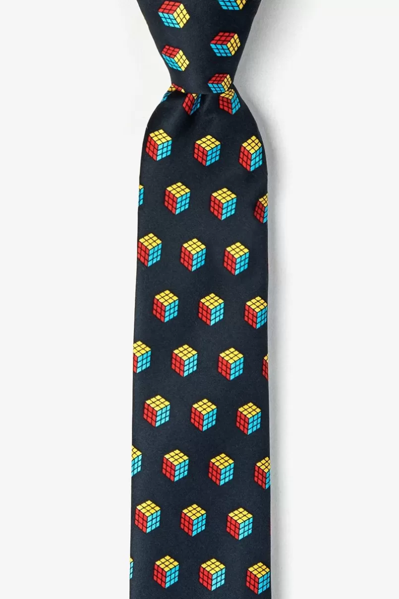 Ties Puzzle Cubes Black Skinny Tie Store