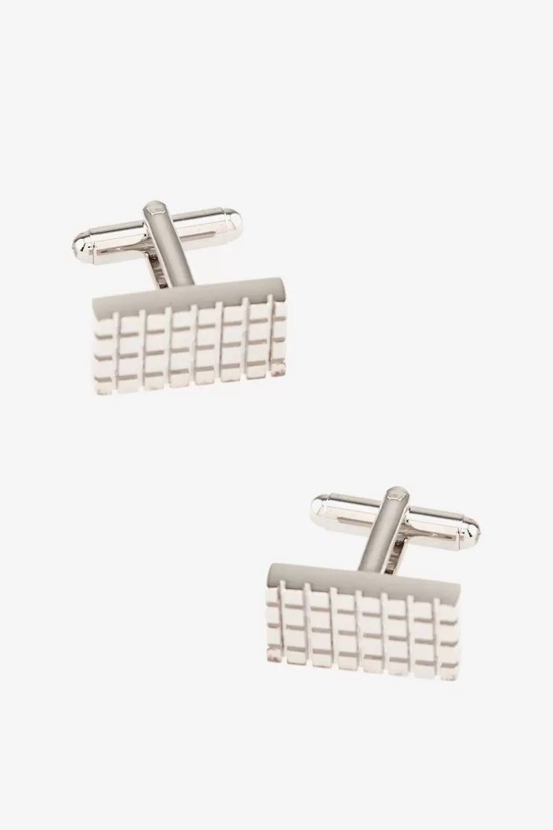 Ties Rectangle Grid Silver Cufflinks Discount