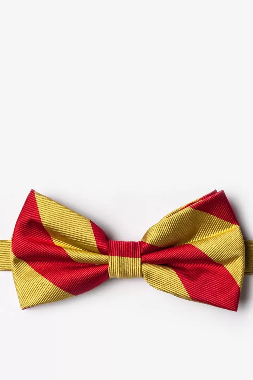 Ties Red & Gold Stripe Pre-Tied Bow Tie Red&Gold New