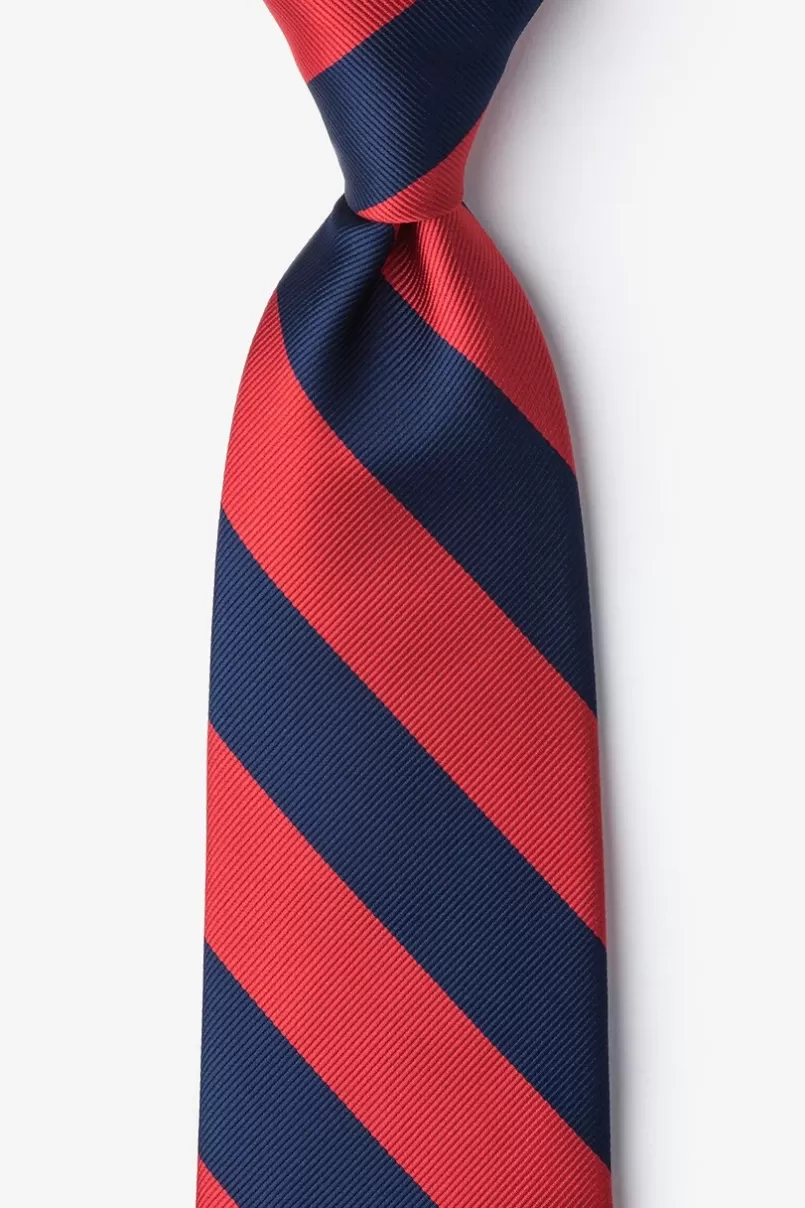 Ties Red & Navy Stripe Extra Long Tie Red&NavyBlue Hot