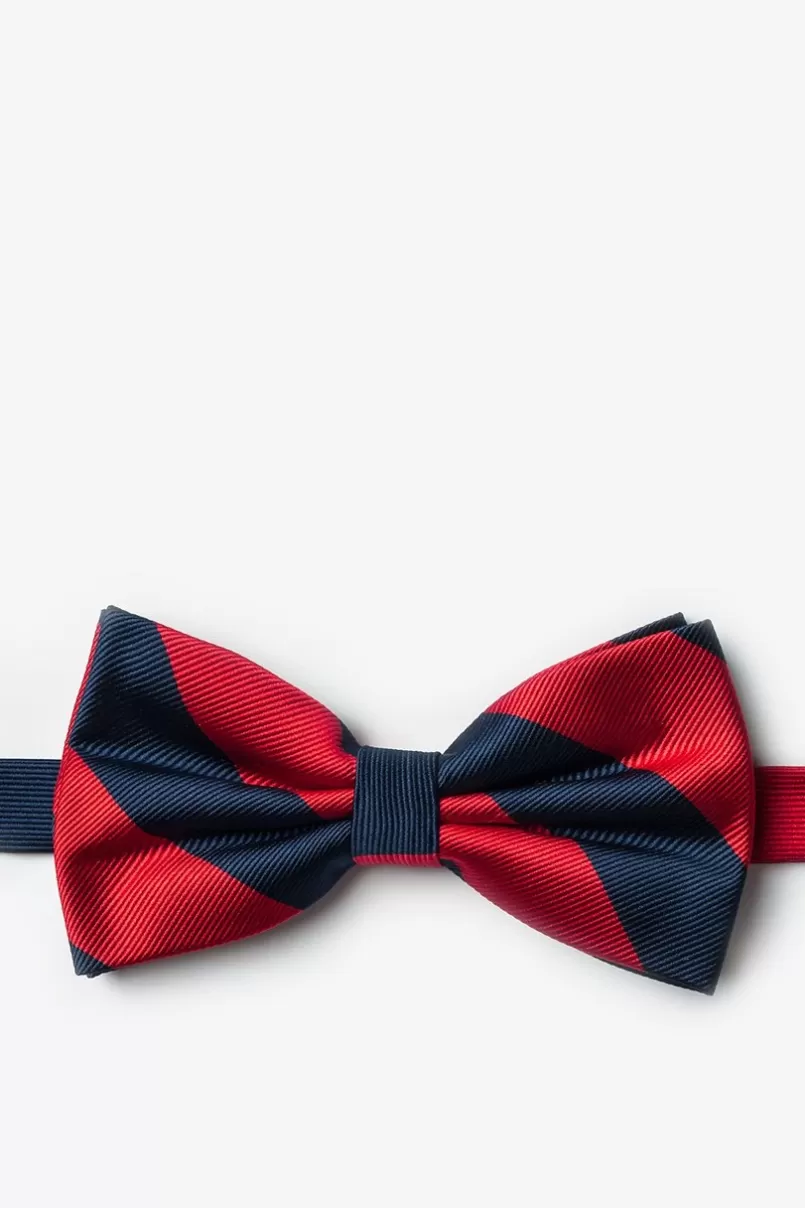 Ties Red & Navy Stripe Pre-Tied Bow Tie Red&NavyBlue Flash Sale